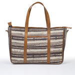 Load image into Gallery viewer, Office  Handbag- Grey Stripe - October Jaipur
