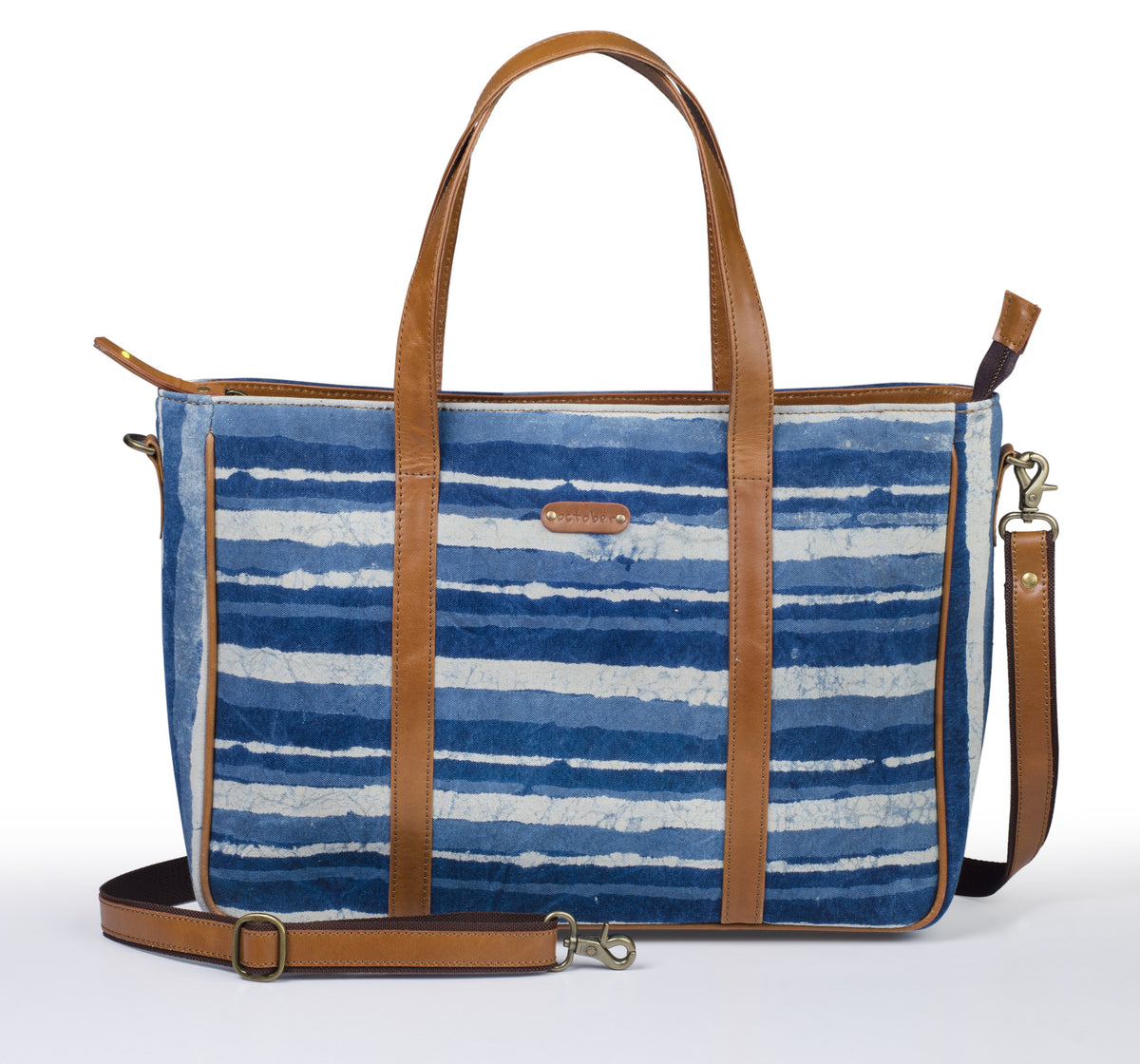 Office Handbag- Indigo Stripe - October Jaipur