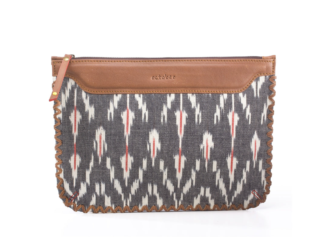 Woven Clutch - Grey Ikat - October Jaipur