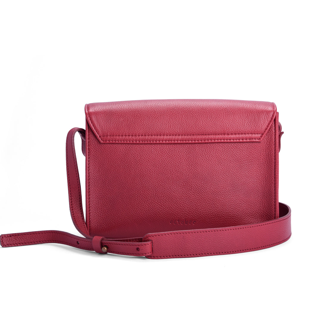 MAROON LEATHER SATCHEL-THE MUSE - October Jaipur