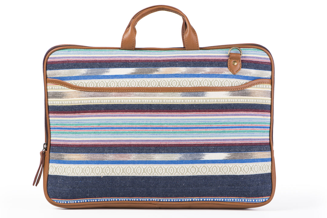 Laptop Bag - Blue and white stripe - October Jaipur