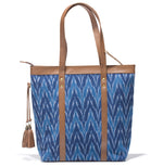 Load image into Gallery viewer, Shoppers Bag - Blue Ikat Durrie - October Jaipur
