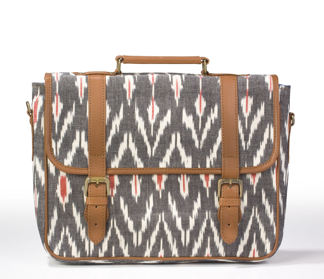 Laptop Briefcase- Grey Ikat - October Jaipur