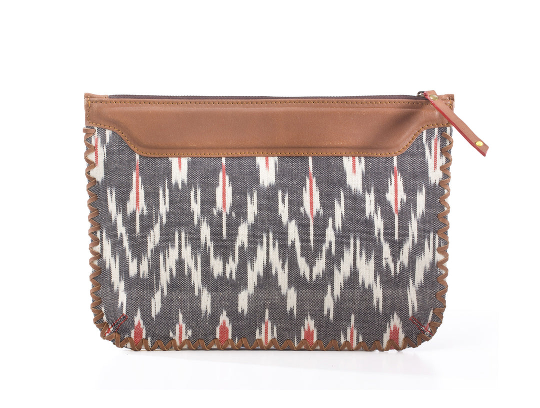 Woven Clutch - Grey Ikat - October Jaipur