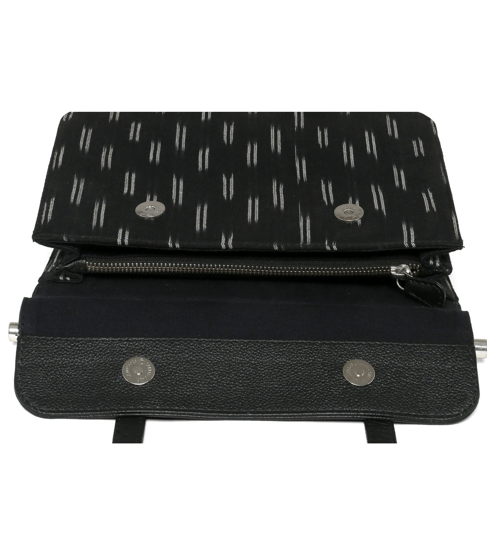 Sydney Shoulder Bag- Black Ikat