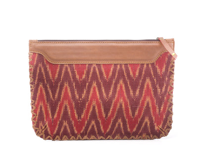 Woven Clutch- Red Ikat Durrie - October Jaipur