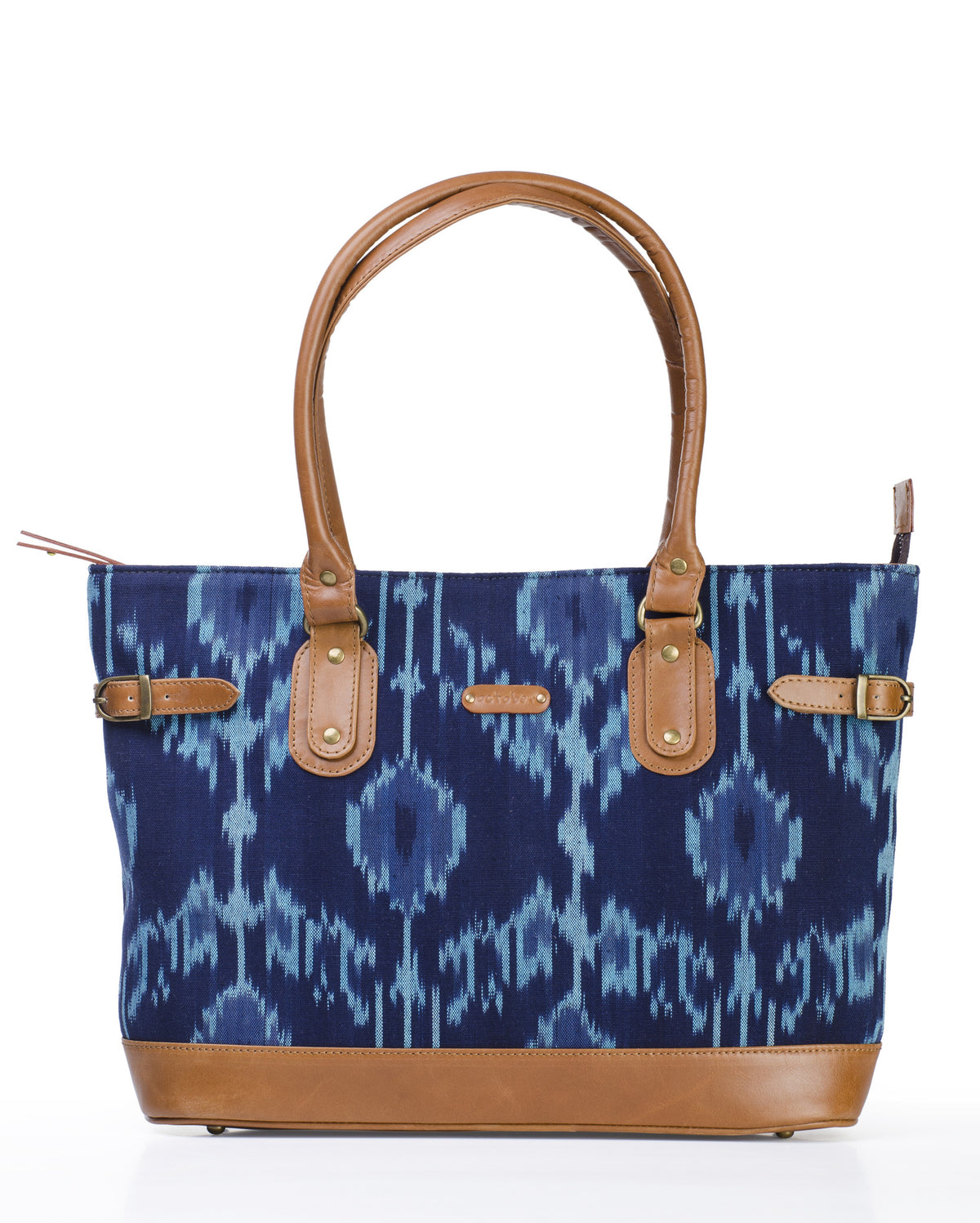 Tote - Blue Ikat Durrie - October Jaipur