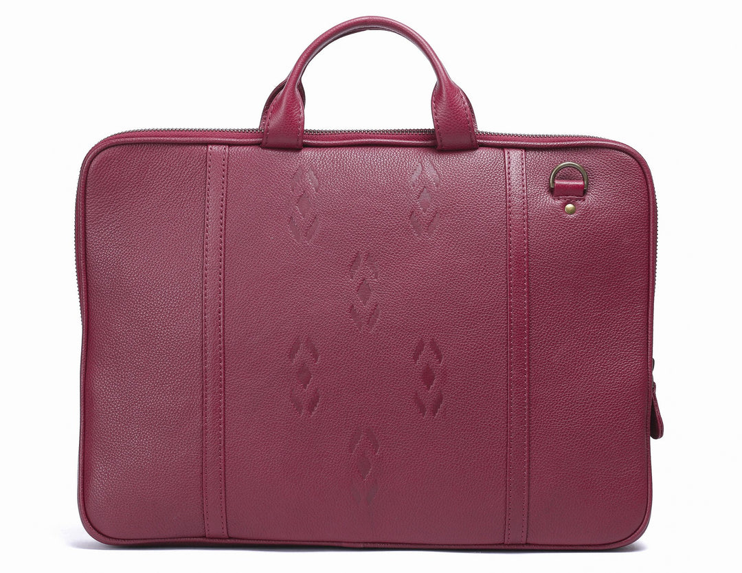 Leather laptop bag-Ikat imprints