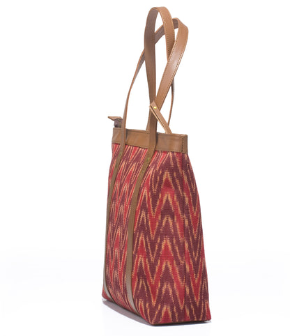 Shoppers Bag - Red Ikat - October Jaipur