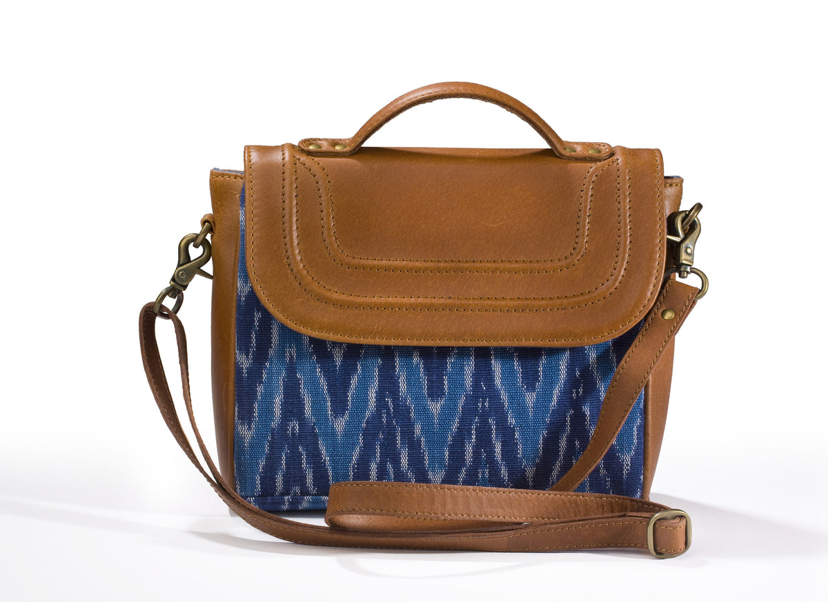 Sling Bag- Blue Ikat Durrie - October Jaipur