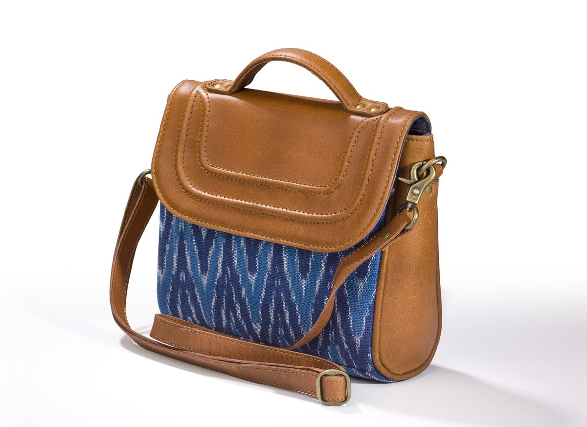Sling Bag- Blue Ikat Durrie - October Jaipur