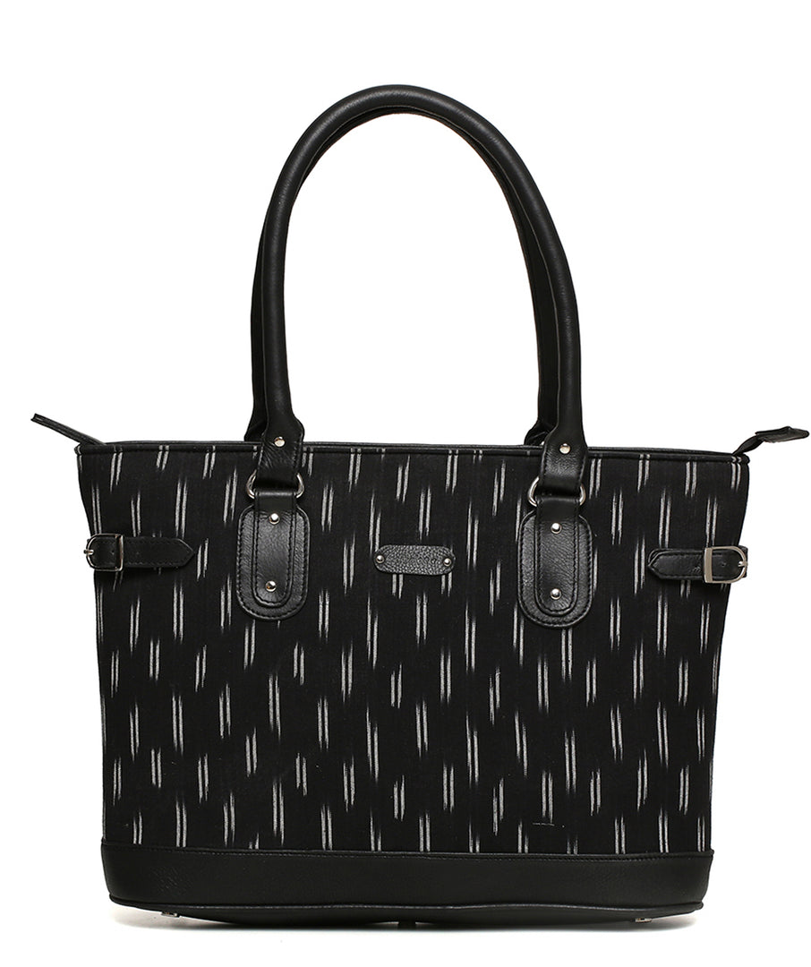 Tote - Black Ikat Durrie - October Jaipur