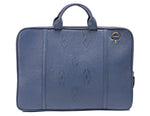 Load image into Gallery viewer, Blue Leather laptop bag-Ikat imprints - October Jaipur