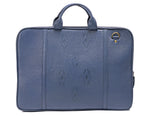 Load image into Gallery viewer, Blue Leather laptop bag-Ikat imprints - October Jaipur
