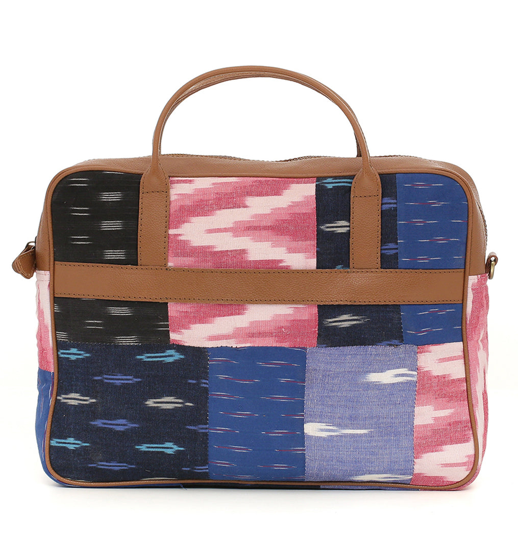 Patchwork Ikat Leather Briefcase - October Jaipur