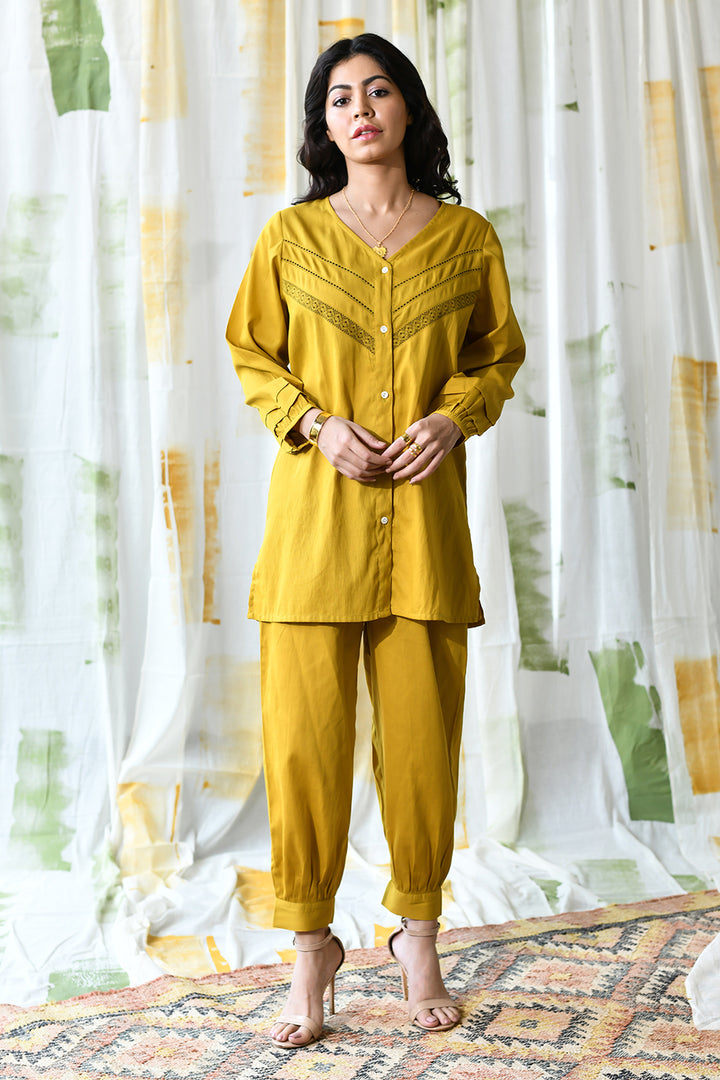 Holly Shirt Set-Mustard