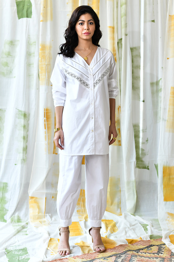 Holly Shirt Set-White