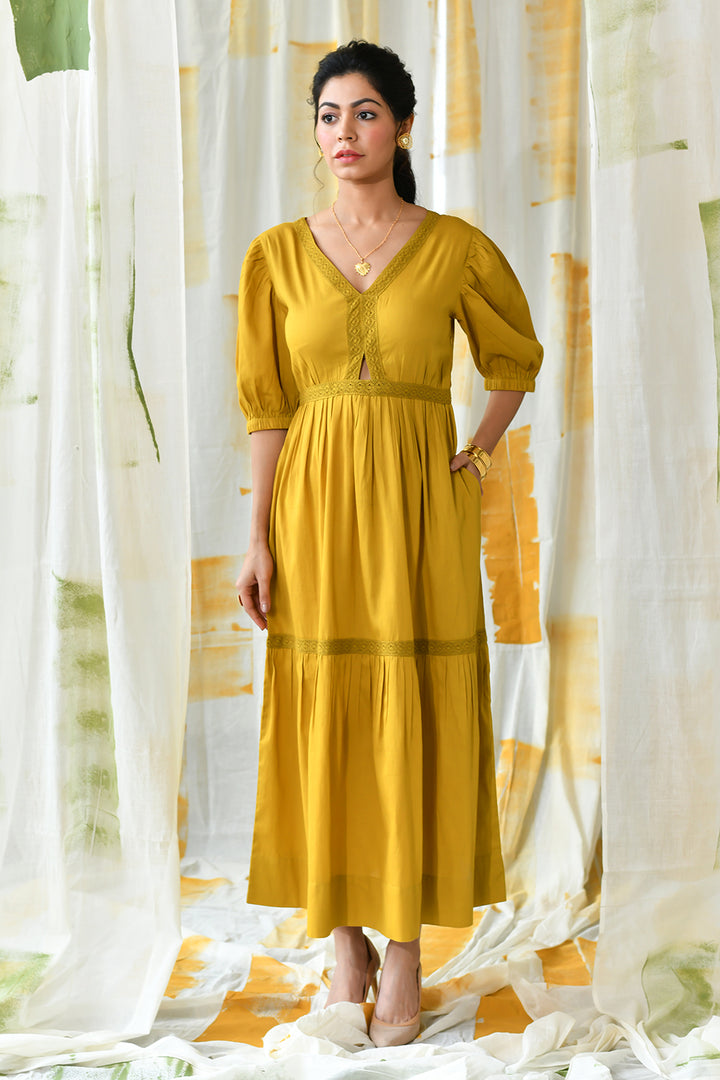 Moira Long Dress-Mustard
