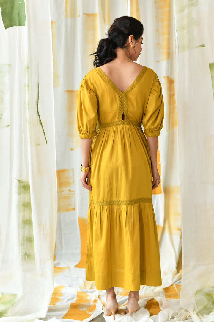 Moira Long Dress-Mustard