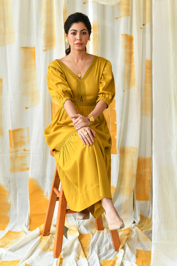 Moira Long Dress-Mustard