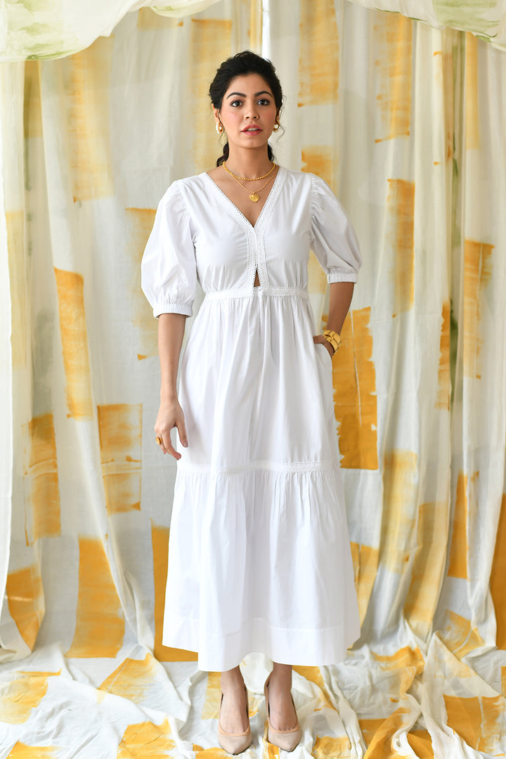 Moira Long Dress-White