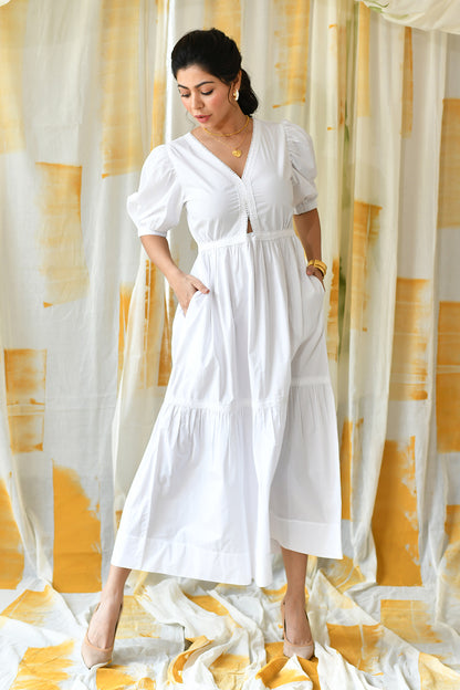 Moira Long Dress-White