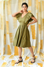 Load image into Gallery viewer, Serena Ruffle Dress-Olive