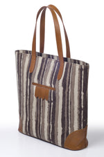 Load image into Gallery viewer, Grey Stripe Tote - October Jaipur
