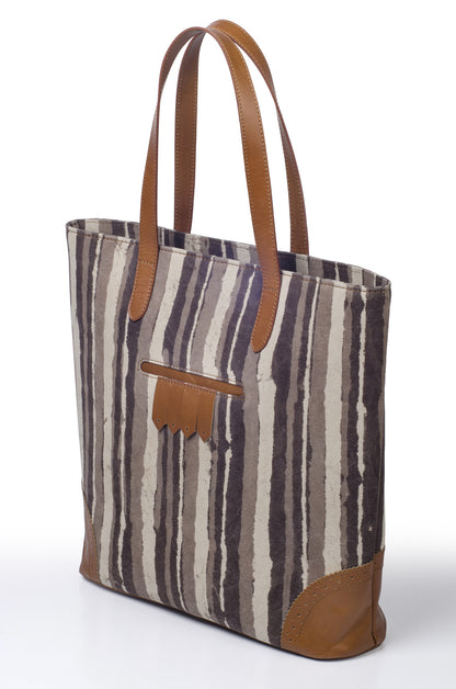Grey Stripe Tote - October Jaipur