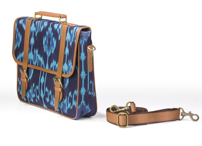 Laptop Briefcase- Blue Ikat - October Jaipur