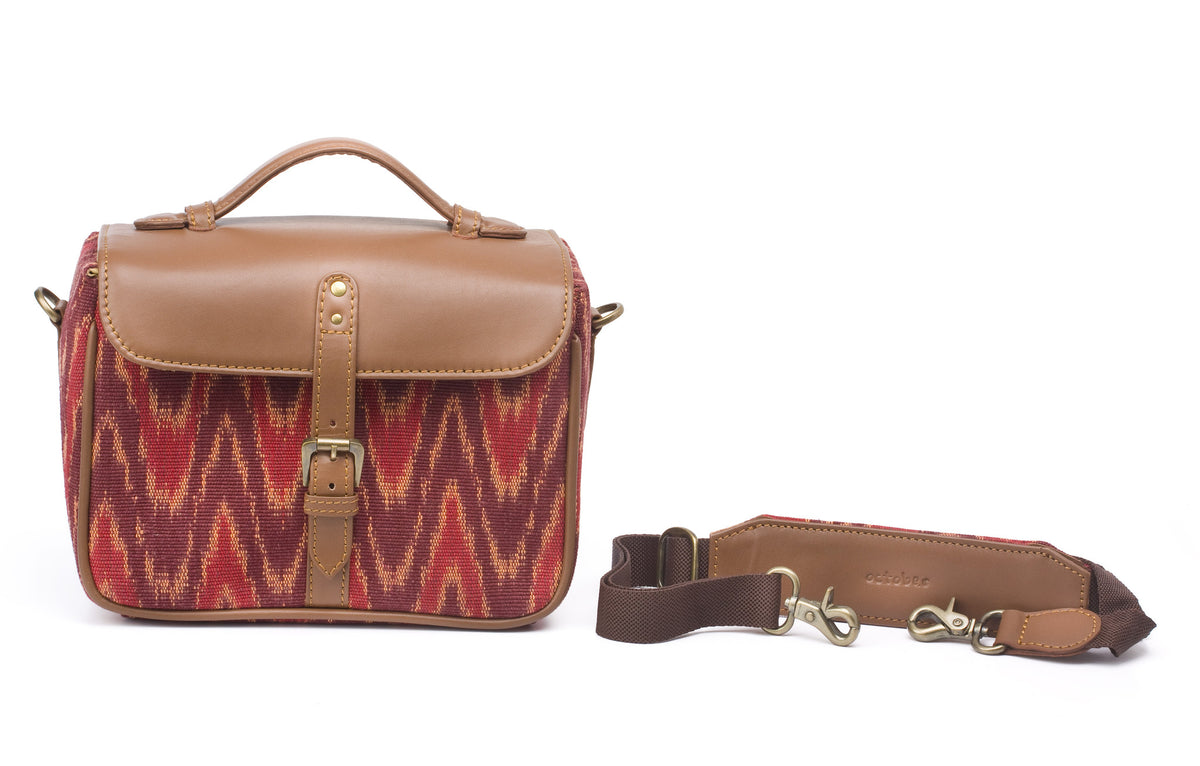 Camera Bag- Red Ikat Durrie - October Jaipur