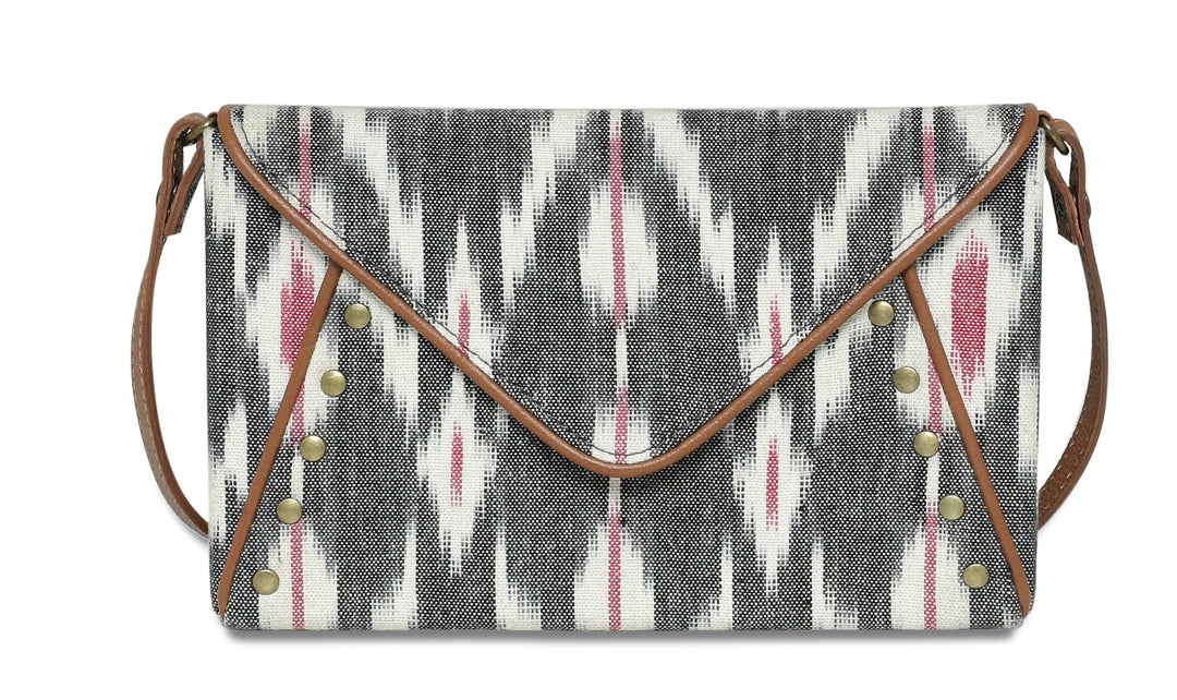 Envelope Clutch-Grey Ikat - October Jaipur