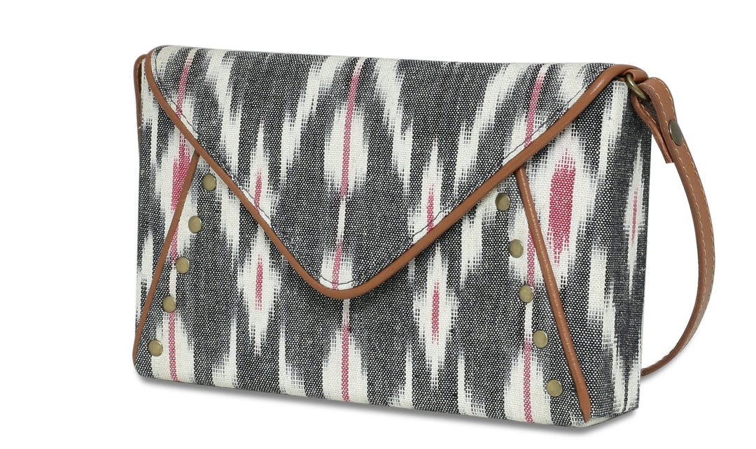 Envelope Clutch-Grey Ikat - October Jaipur