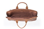 Load image into Gallery viewer, Tan Leather laptop bag-Ikat imprints - October Jaipur