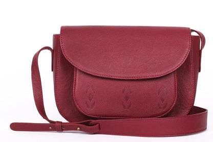 Maroon Leather Satchel- Ikat Imprints - October Jaipur