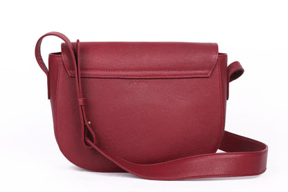Maroon Leather Satchel- Ikat Imprints - October Jaipur