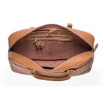 Load image into Gallery viewer, Tan Leather briefcase- Ikat Imprints - October Jaipur