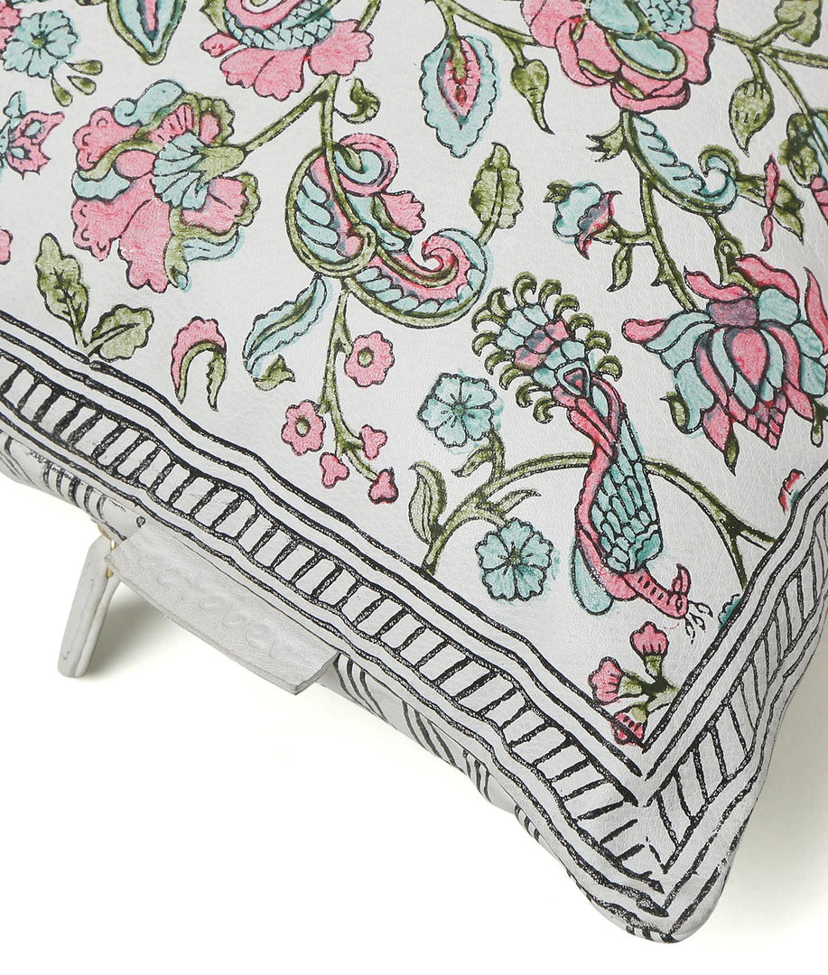 Westend Garden- Lumbar Pillow White - October Jaipur