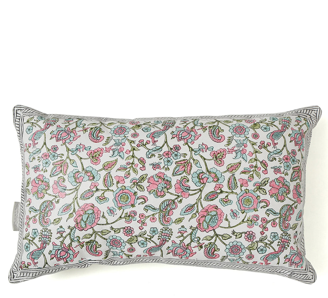 Westend Garden- Lumbar Pillow White - October Jaipur
