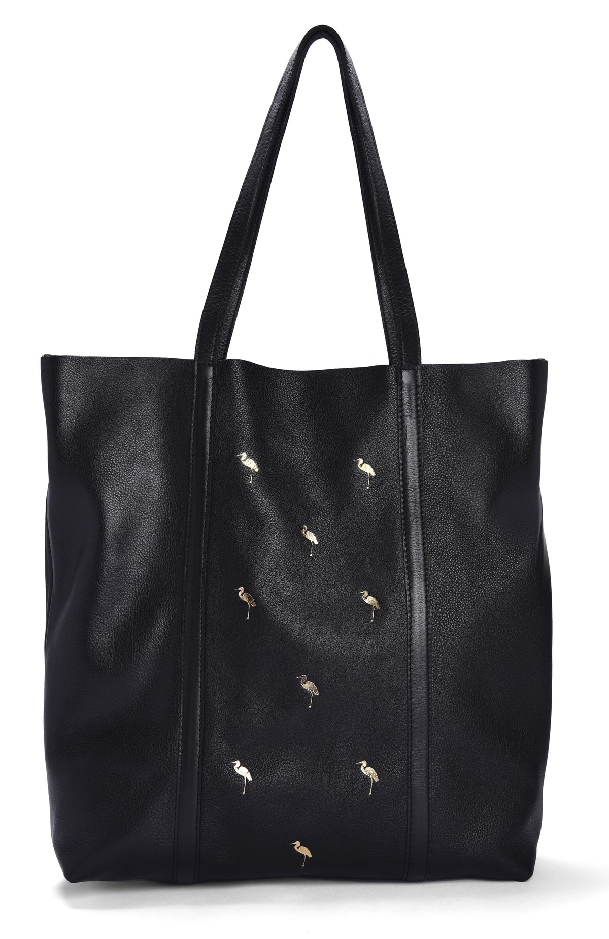 Leather Tote Black- Flamingo - October Jaipur