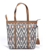 Load image into Gallery viewer, Shoppers Bag- Grey Ikat - October Jaipur