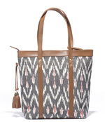 Load image into Gallery viewer, Shoppers Bag- Grey Ikat - October Jaipur