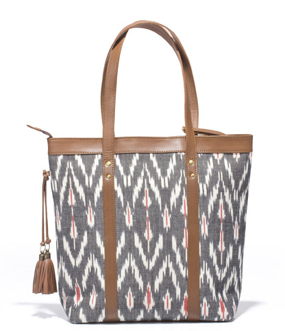 Shoppers Bag- Grey Ikat - October Jaipur
