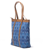 Load image into Gallery viewer, Shoppers Bag - Blue Ikat Durrie - October Jaipur
