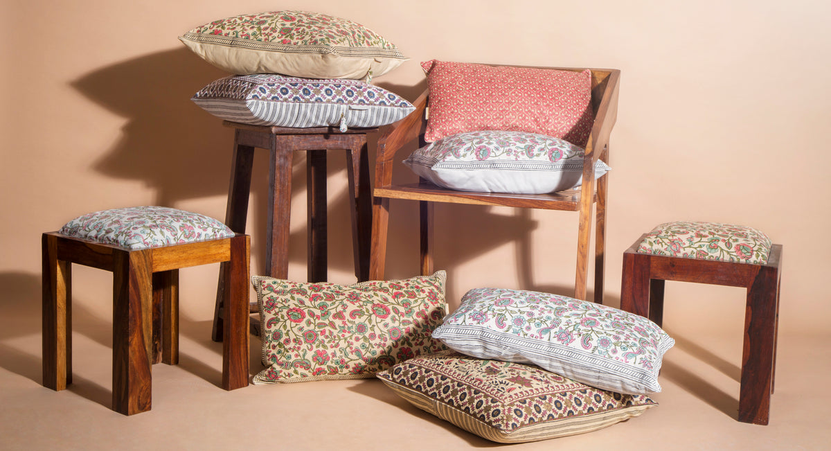 Westend Garden - Leather Side Stool - October Jaipur