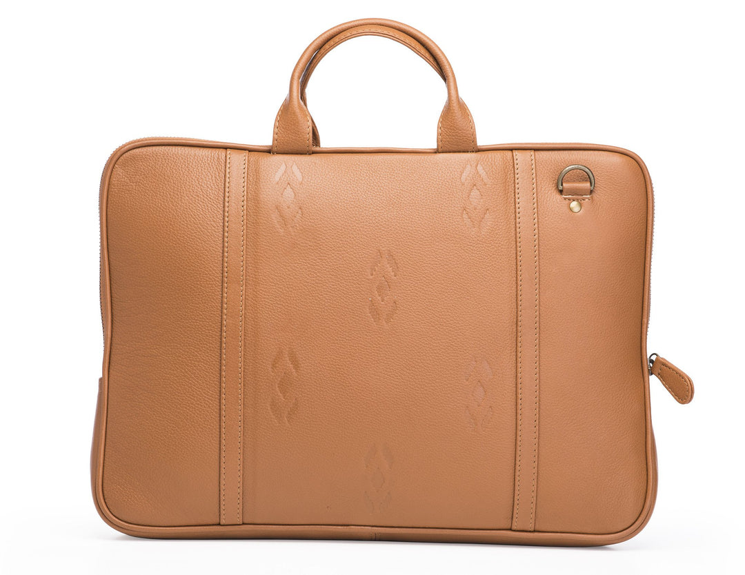 Leather laptop bag-Ikat imprints