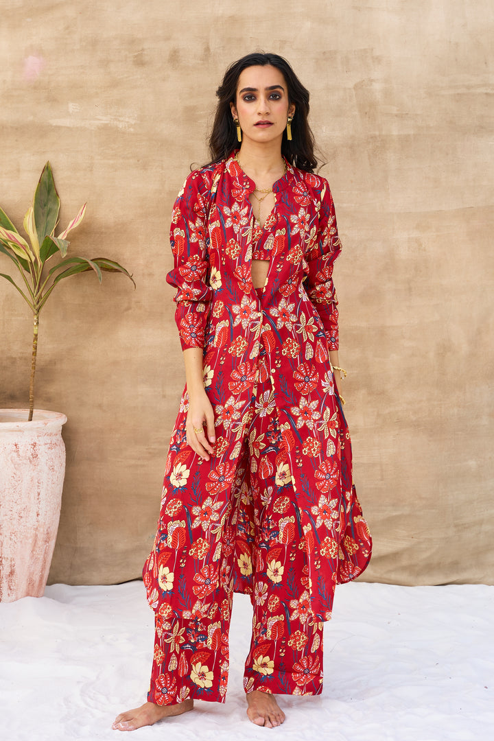 OVERLAY COORD SET- FLORAL (3 Pcs Set)