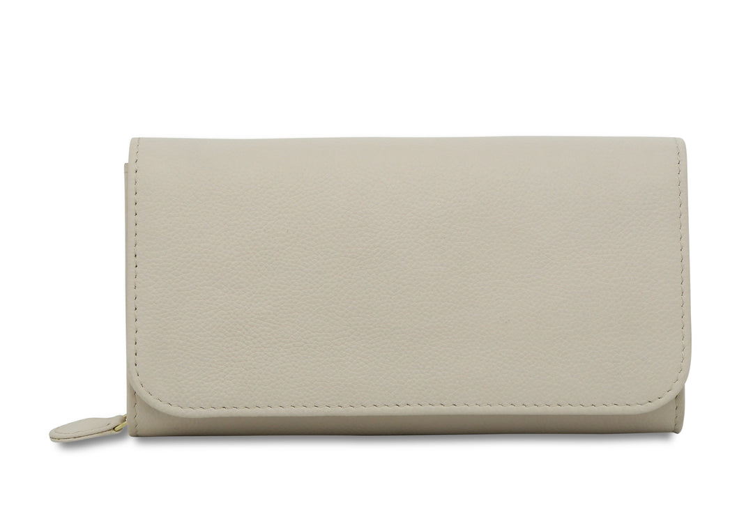 Bi Fold Leather Wallet - Pearl - October Jaipur
