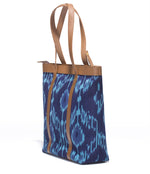 Load image into Gallery viewer, Shoppers Bag- Blue Ikat - October Jaipur